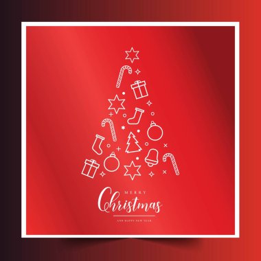 ağaç tasarımı vektör illüstrasyonlu güzel noel kartı