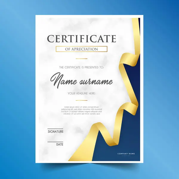 Certificado Elegante Com Modelo Fita Dourada Com Formas Abstratas Ilustração Vetores De Bancos De Imagens Sem Royalties