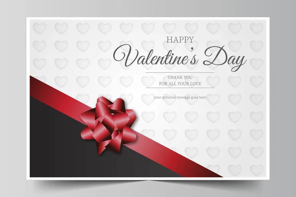 Happy Valentine Day Background Red Ribbon Design Vector Illustration — Stock Vector