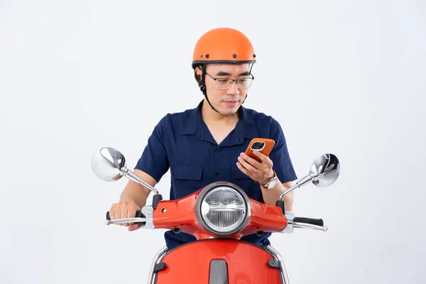 Man Wearing Helmet Driving Motorcycle — Stock Photo, Image