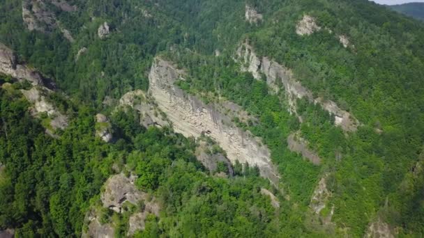 Voo Drone Acima Uma Reserva Natural Nas Montanhas Cárpatas Pedregulhos — Vídeo de Stock