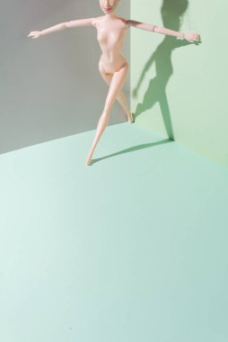 Conceptual set. Run into the future and the modern world and wear only red lipstick. Pastel colors.