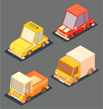 Isometric taşıma 3D düşük yalan makinesi, Vektör illüstrasyonu