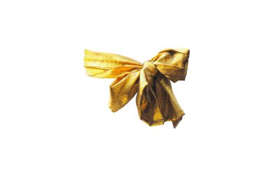 Golden Christmas Bow Isolated on White clipart