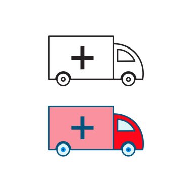 ambulance medical car logo icon illustration colorful and outline