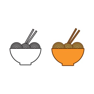 noodles logo icon illustration colorful and outline