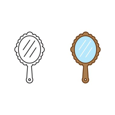 make up mirror logo icon illustration colorful and outline