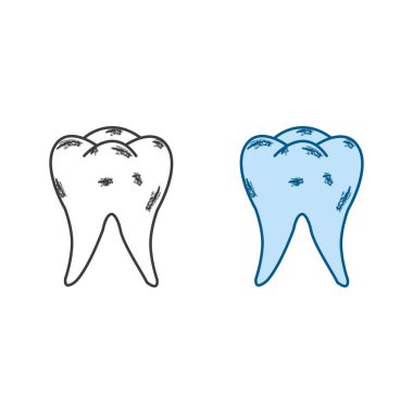 cavity tooth logo icon illustration colorful and outline