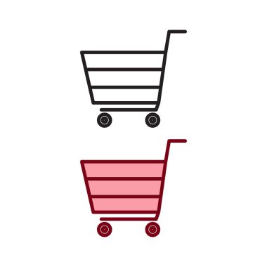 trolley cart logo icon illustration colorful and outline