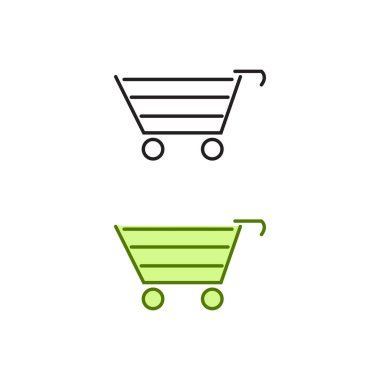 trolley cart logo icon illustration colorful and outline