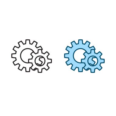 gear logo icon illustration colorful and outline