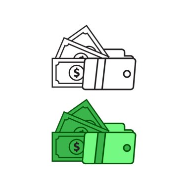 wallet money logo icon illustration colorful and outline