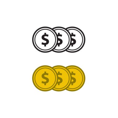 money dollar coin logo icon illustration colorful and outline
