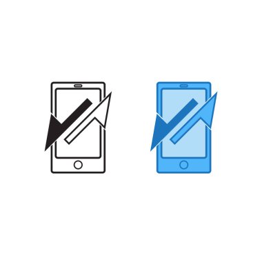 mobile phone transfer data logo icon illustration colorful and outline