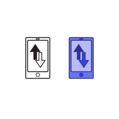 mobile phone transfer data logo icon illustration colorful and outline