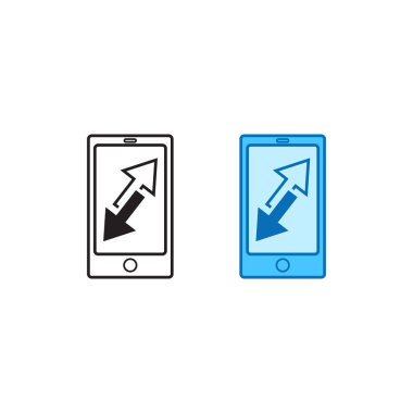 mobile phone transfer data logo icon illustration colorful and outline