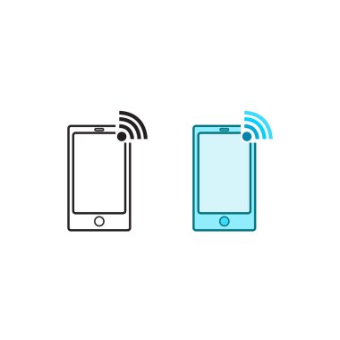 mobile phone hotspot logo icon illustration colorful and outline