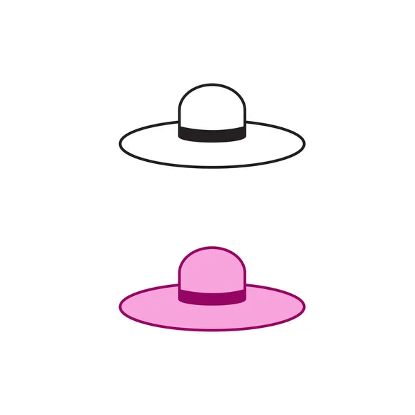 Beach Hat Logo Icon Illustration Colorful Outline — Stok Vektör