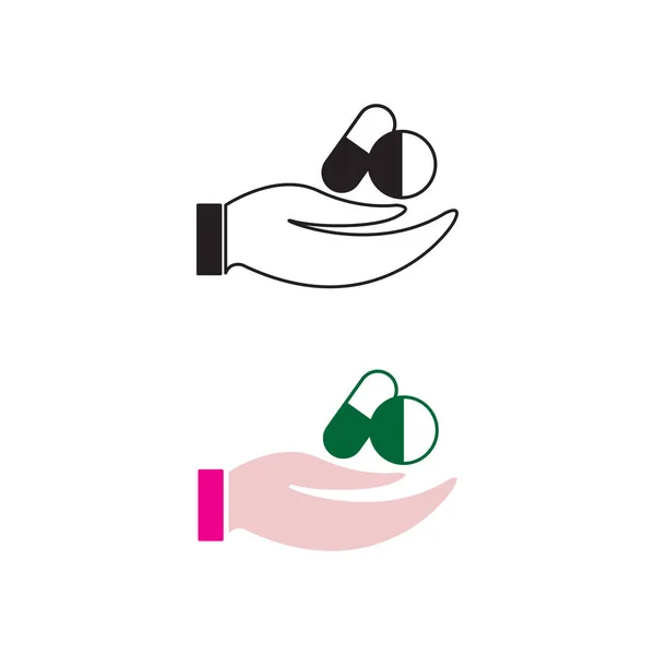 Hand Drugs Logo Icon Illustration Colorful Outline —  Vetores de Stock
