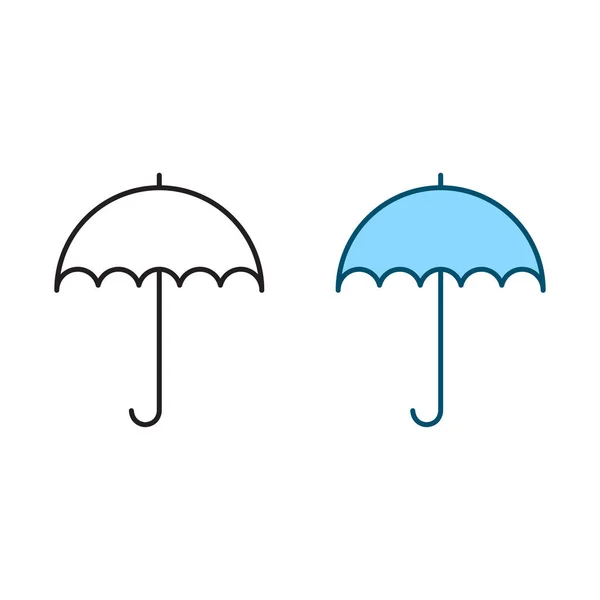 Regenschirm Logo Symbol Abbildung Bunt Und Umriss — Stockvektor