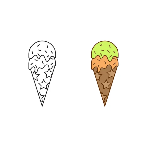 Ice Cream Logo Icon Illustration Colorful Outline — Vetor de Stock