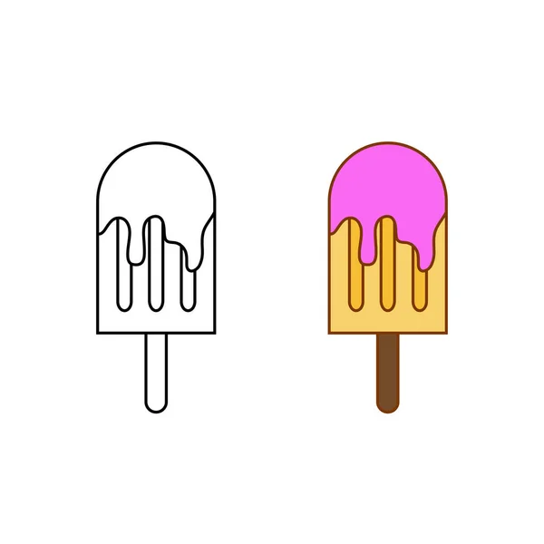 Ice Cream Logo Icon Illustration Colorful Outline — Stockvector