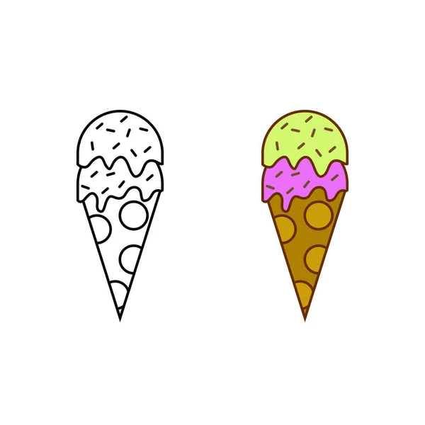 Ice Cream Logo Icon Illustration Colorful Outline — Vector de stock