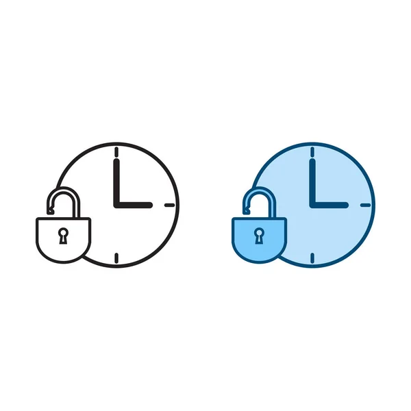 Time Lock Logo Icon Illustration Colorful Outline — Vetor de Stock