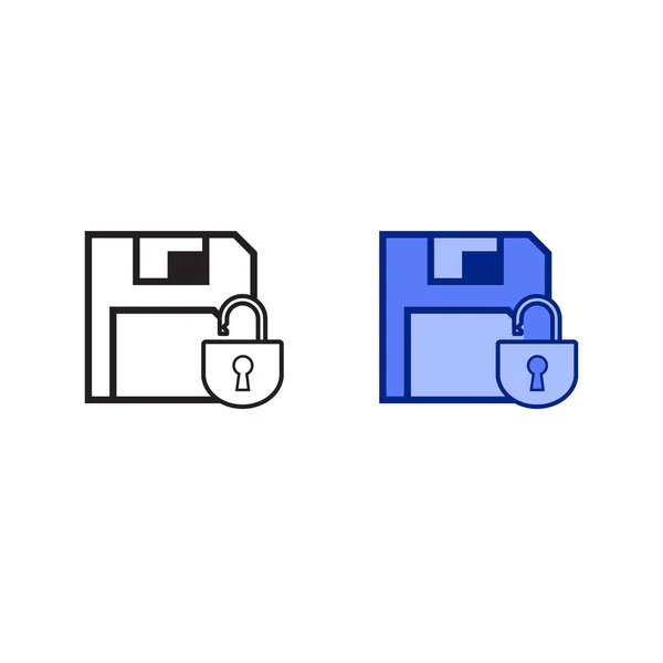 Data Lock Logotyp Ikon Illustration Färgglada Och Skissera — Stock vektor