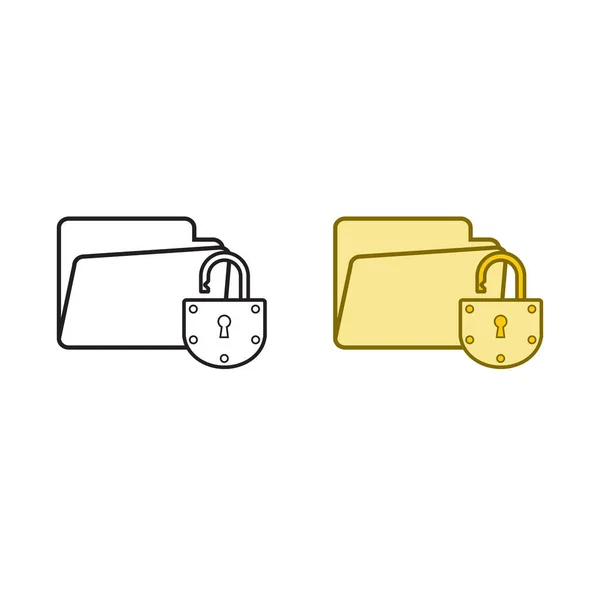 Folder Lock Logo Icon Illustration Colorful Outline — Vetor de Stock