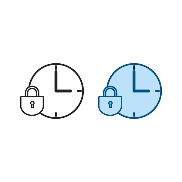 Time Lock Logo Icon Illustration Colorful Outline — Vetor de Stock