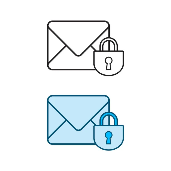 Ταχυδρομείο Κλειδαριά Εικονίδιο Λογότυπο Πολύχρωμο Εικονογράφηση Και Περίγραμμα — Διανυσματικό Αρχείο
