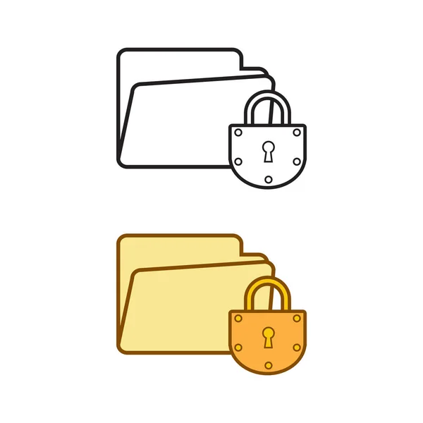 Folder Lock Logo Icon Illustration Colorful Outline — Vetor de Stock
