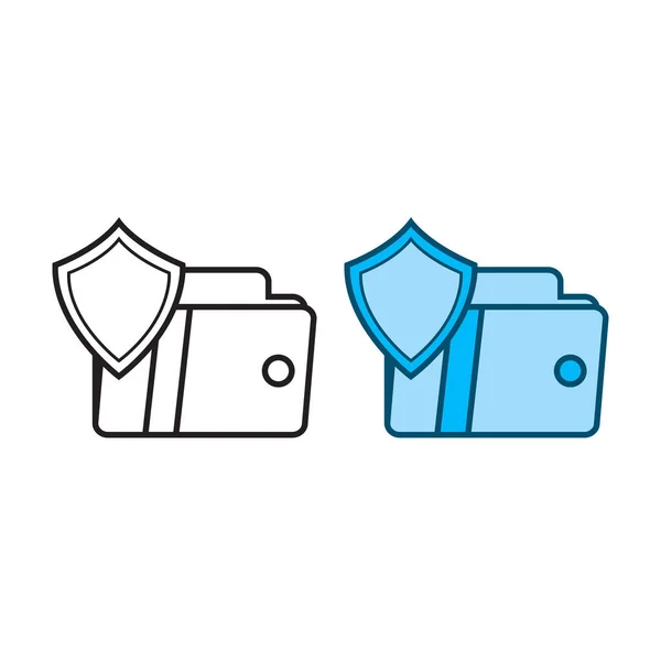 Wallet Guard Logo Icon Illustration Colorful Outline — Stockvektor