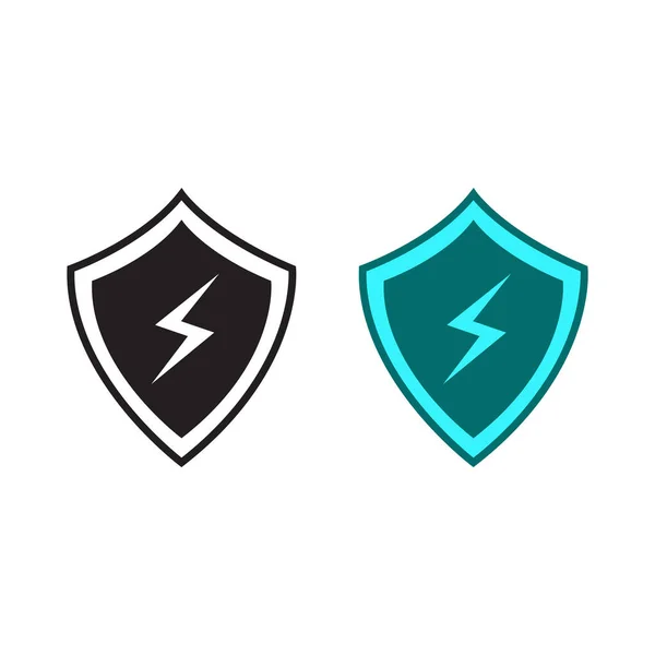 Escudo Energia Ícone Logotipo Ilustração Colorido Contorno — Vetor de Stock