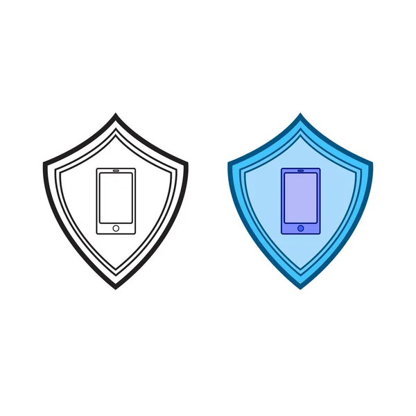 Ícone Logotipo Protetor Telefone Ilustração Colorida Contorno — Vetor de Stock
