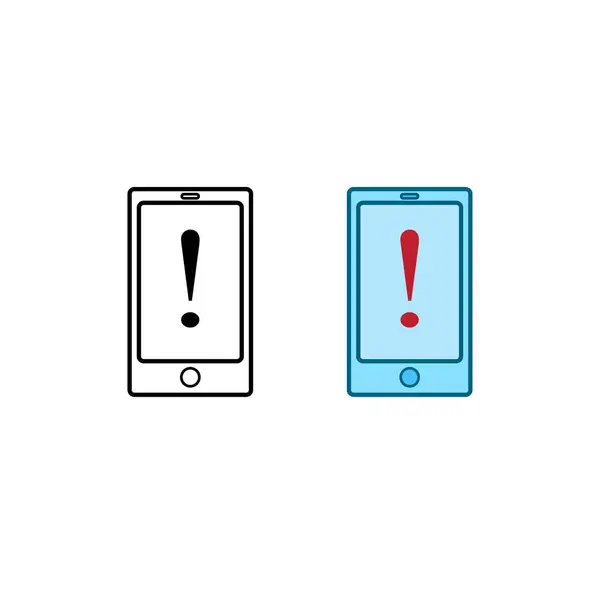 Caution Phone Logo Icon Illustration Colorful Outline — Stockvektor