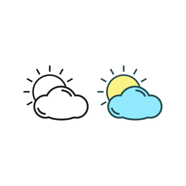 Sun Cloud Logo Icon Illustration Colorful Outline — Stock Vector
