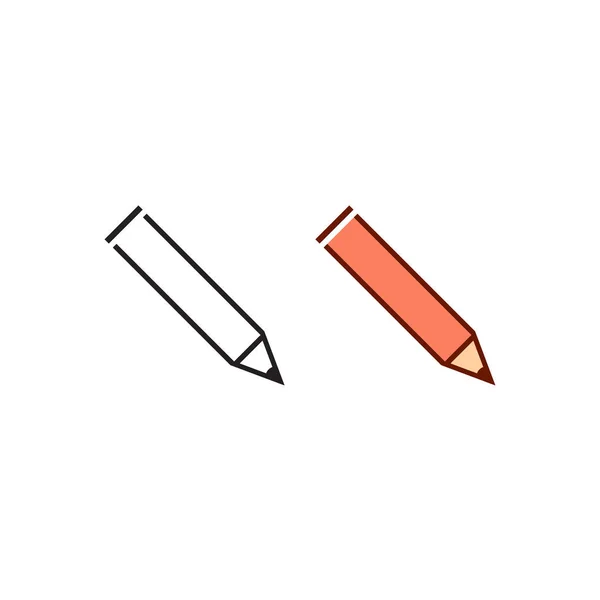 Pencil Logo Icon Illustration Colorful Outline — Stockvektor