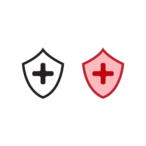 Medical Shield Logo Icon Illustration Colorful Outline — стоковый вектор