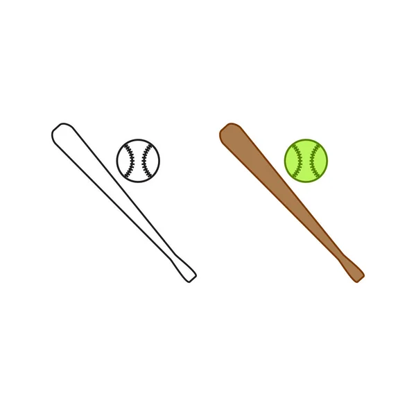 Baseball Bat Logo Icon Illustration Colorful Outline — Stock Vector