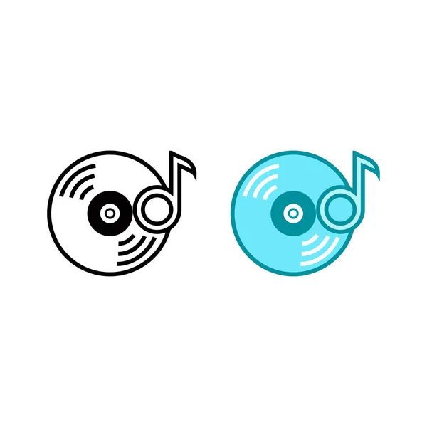 Disc Music Logo Icon Illustration Colorful Outline — Stockvector