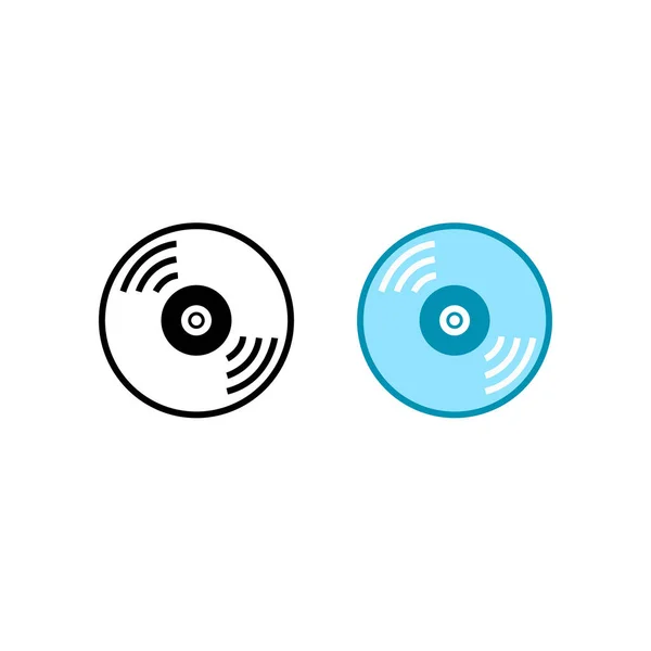 Disk Musik Logo Symbol Abbildung Bunt Und Umreißen — Stockvektor