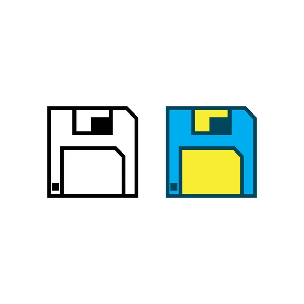 Diskette Logo Icon Illustration Colorful Outline — ストックベクタ