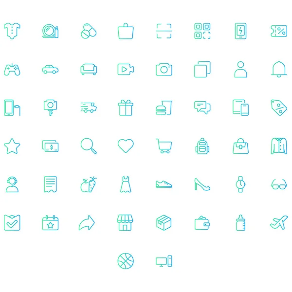 Vector Commerce Icon Set Gradient Perfect User Interface New Application — Stock Vector