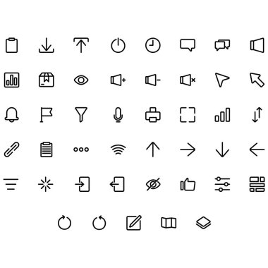 Temel UI 2 Simge Kümesinin Vektörü. Kullanıcı arayüzü ve yeni uygulama için mükemmel.