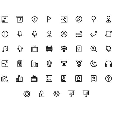Temel UI 3 Simge Kümesinin Vektörü. Kullanıcı arayüzü ve yeni uygulama için mükemmel.