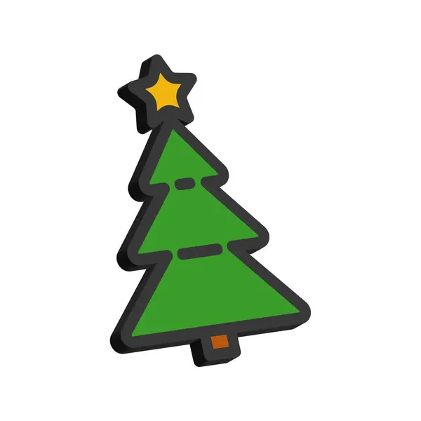 Illustration Des Weihnachtsbaums Isoliert Auf Weißem Hintergrund — Stockvektor