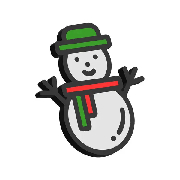 Illustration Snowman Isolated White Background — Stock Vector