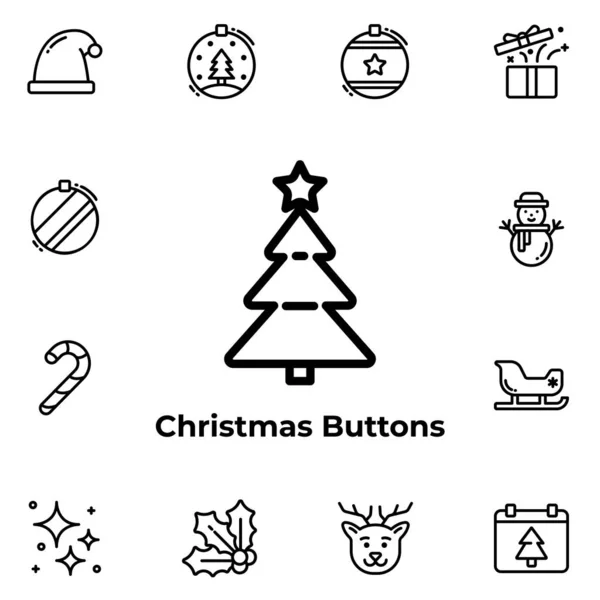 Grafica Vectorială Butoanelor Crăciun Bun Pentru Interfața Utilizatorul Noua Aplicație — Vector de stoc